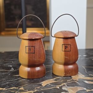 Dog Patch KY Salt & Pepper Shakers Li'l Abner Park Souvenir Wood Lantern